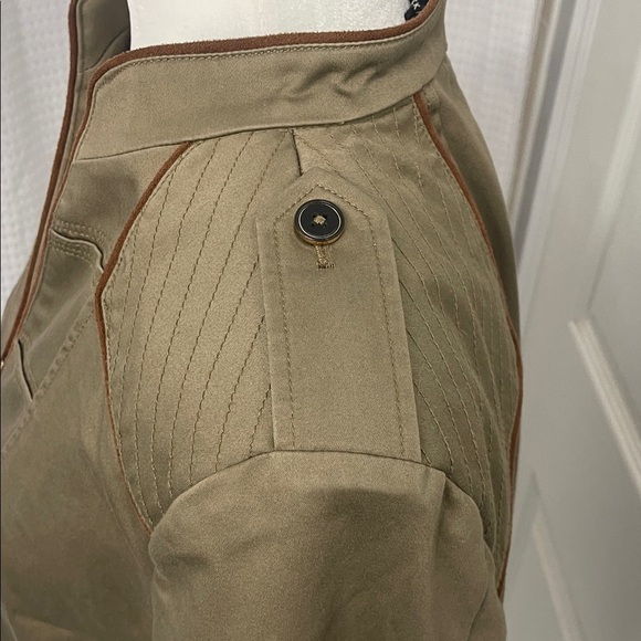 Olive Tan Military Style Shoulder Pad Zip Up Jacket Pockets Size 12 - Picture 5 of 15